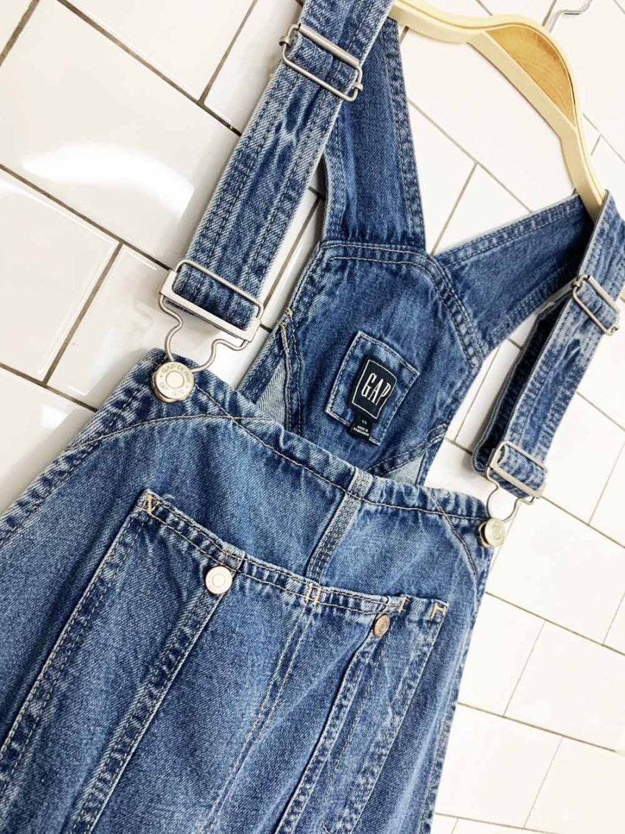 vintage 00s gap denim cut off short overalls - good market thrift store