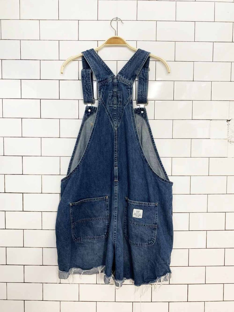 vintage 00s gap denim cut off short overalls - good market thrift store