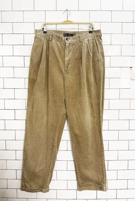 vintage 00s gap fuller relaxed fit pleated chunky cord cuffed trousers - good market thrift store