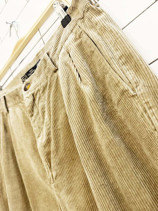vintage 00s gap fuller relaxed fit pleated chunky cord cuffed trousers - good market thrift store