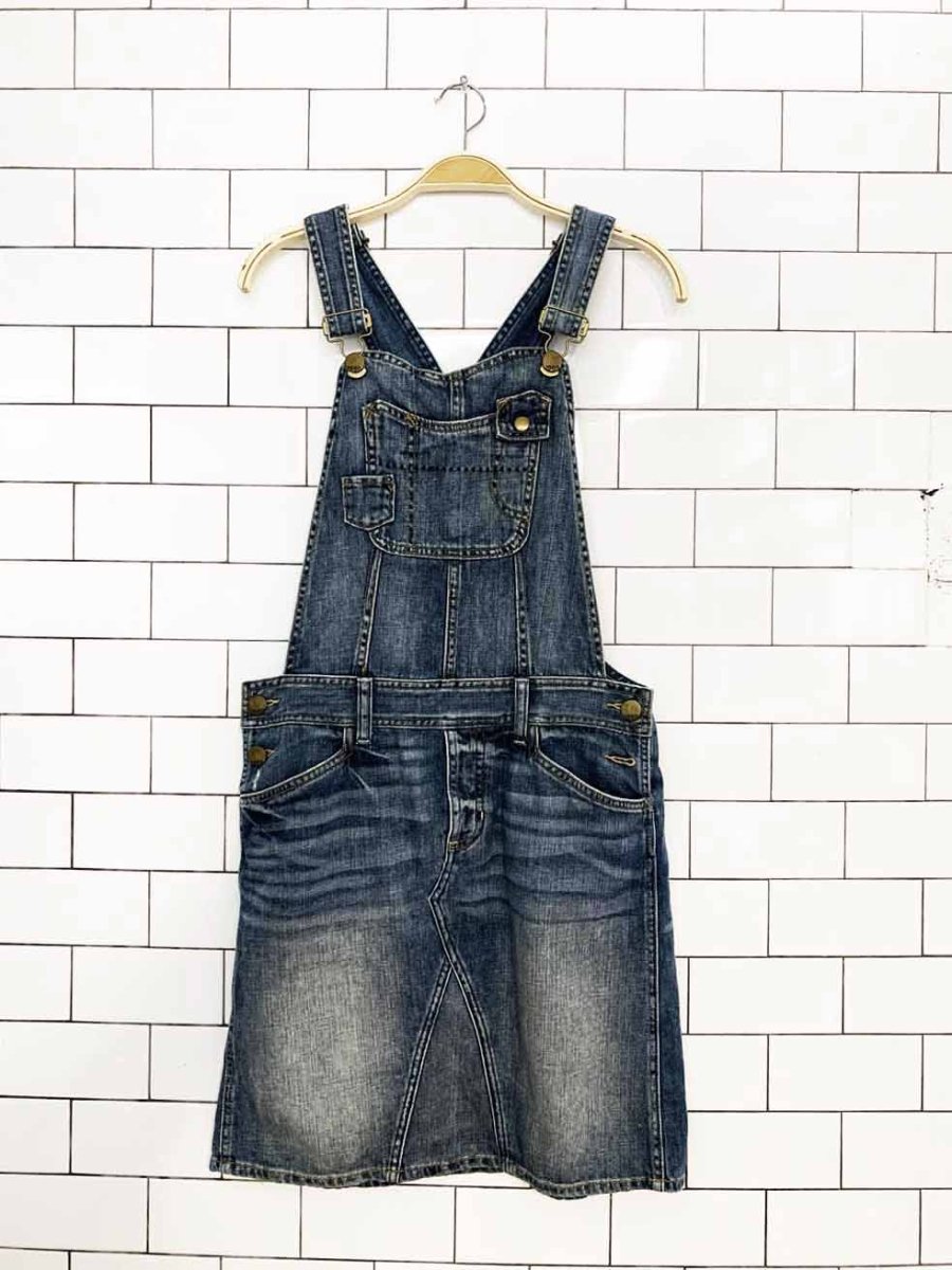 vintage 00s gap soft denim overall mini skirt - good market thrift store