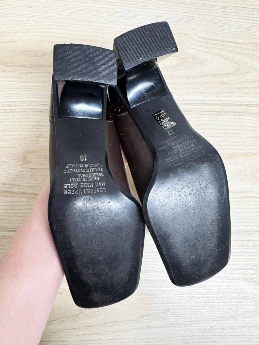 vintage 00s giannetti wingtip brogue square toe pumps | made in Italy - good market thrift store