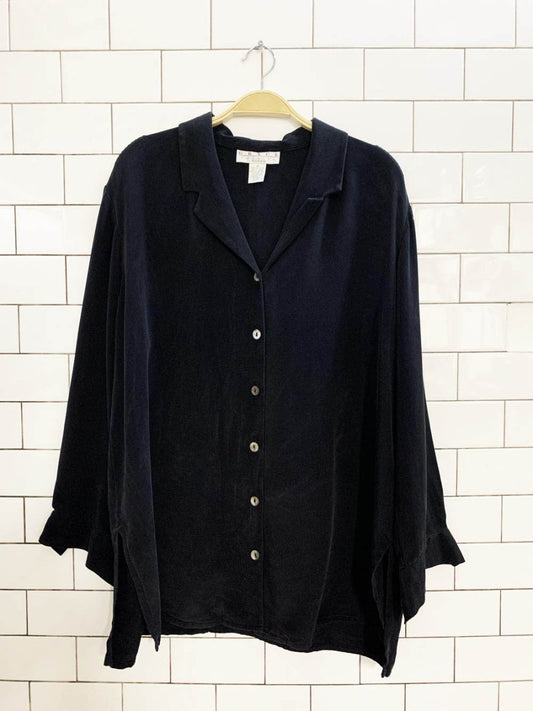 vintage 00s grace chemise 100% silk full button blouse - good market thrift store