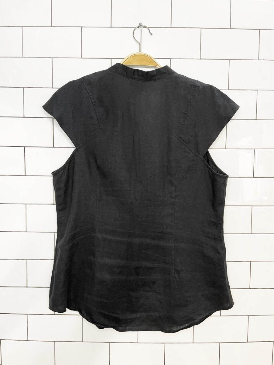 vintage 00s grace elements 100% linen minimal cap sleeve shirt - good market thrift store