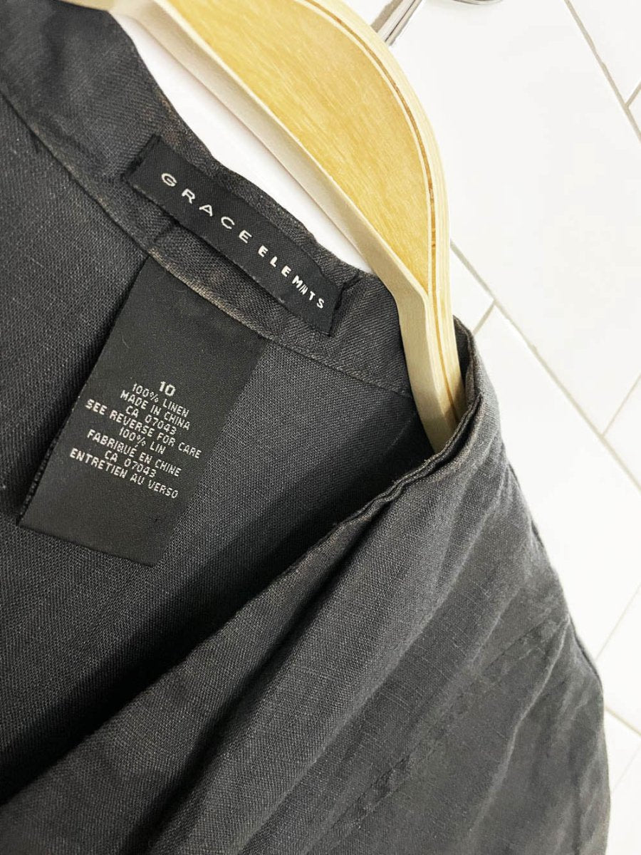 vintage 00s grace elements 100% linen minimal cap sleeve shirt - good market thrift store