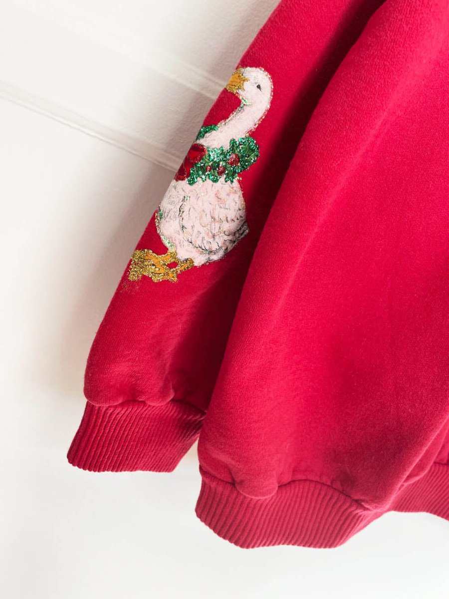 vintage 00s handmade christmas goose sweatshirt - good market thrift store