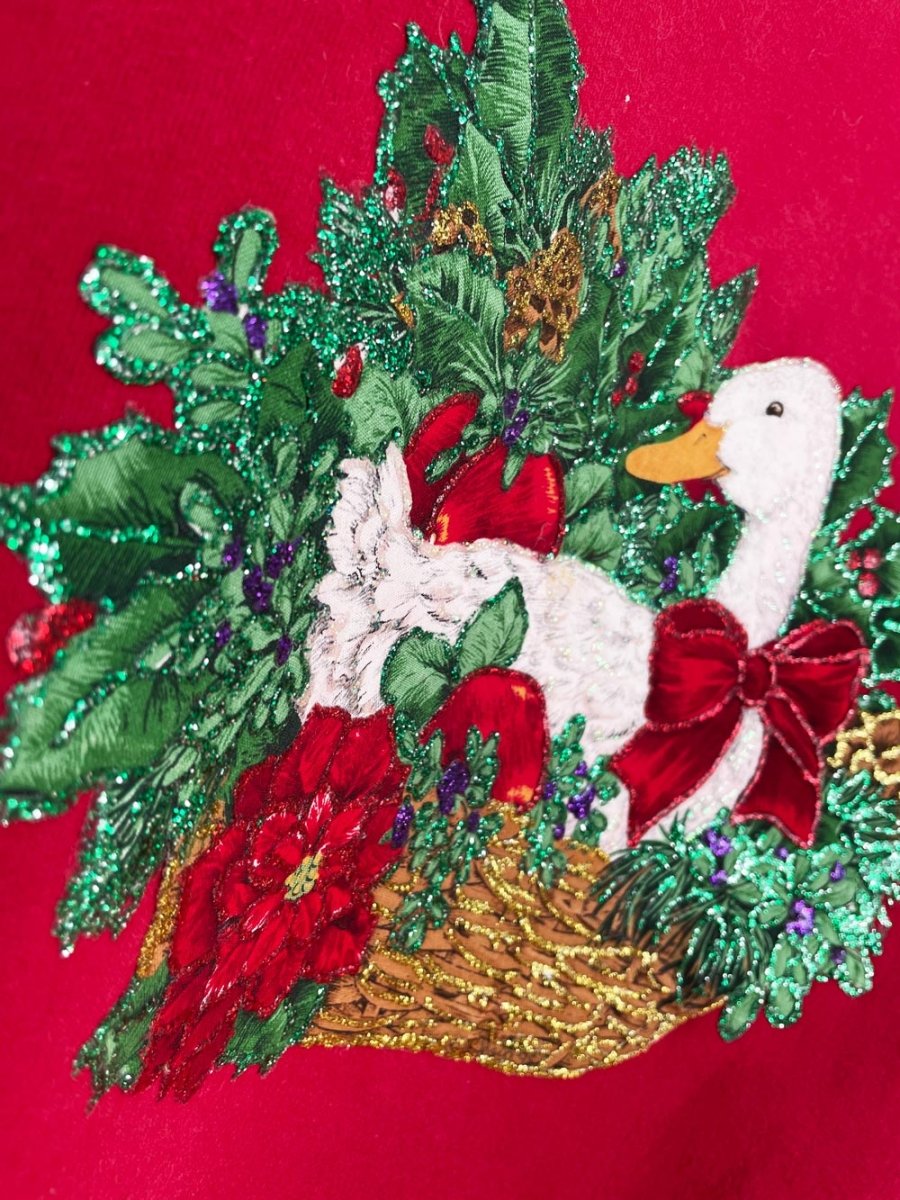 vintage 00s handmade christmas goose sweatshirt - good market thrift store