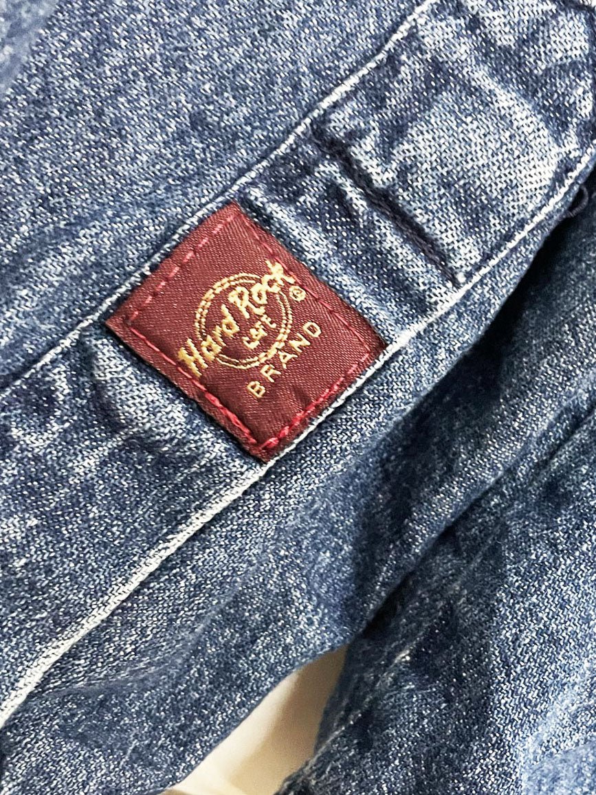 vintage 00s hard rock cafe chicago full button denim shirt | save the planet - good market thrift store