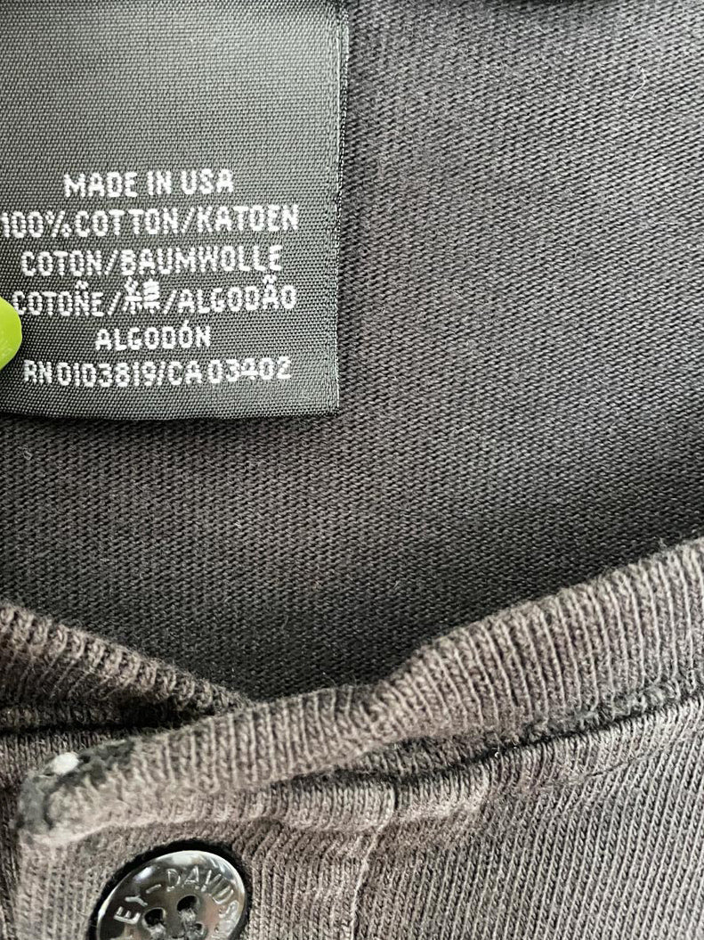 vintage 00s harley davidson 1/2 button long sleeve logo spellout henley | made in usa - good market thrift store