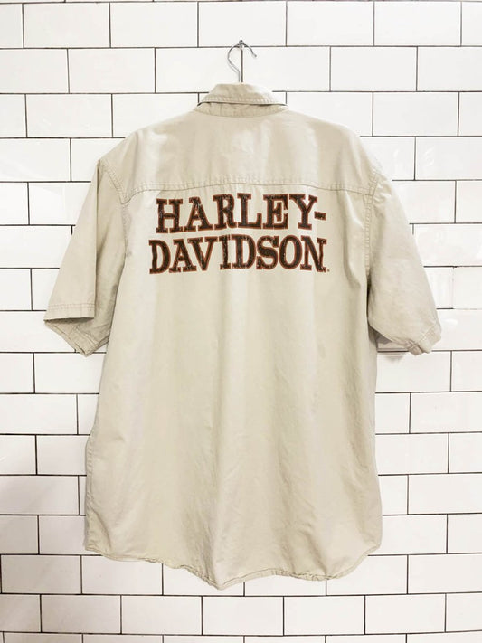 vintage 00s harley davidson snap button shirt - good market thrift store