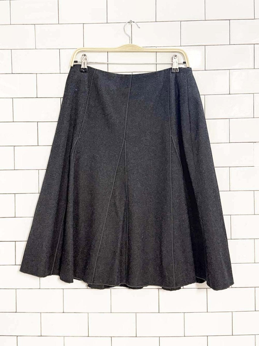 vintage 00s harvé benarc wool - blend a - line knee length skirt - good market thrift store