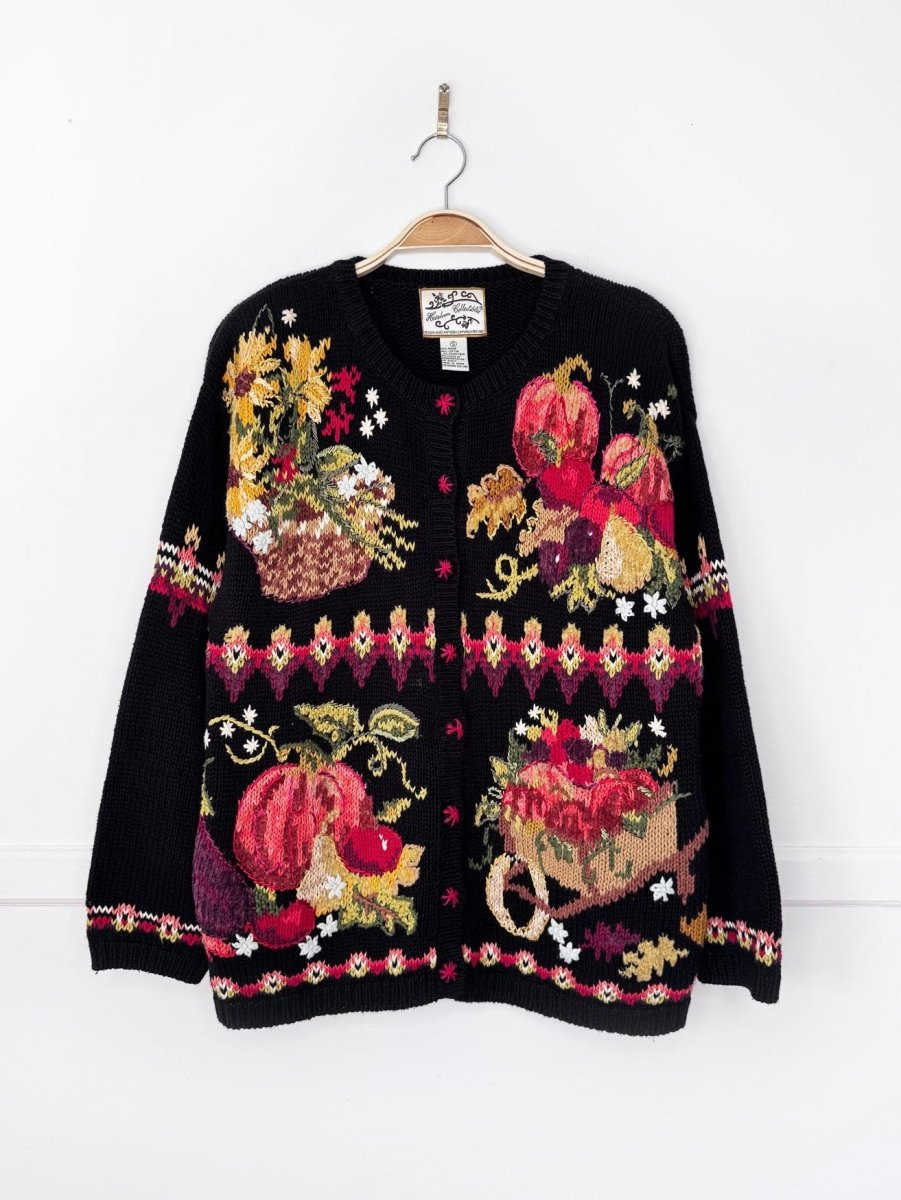 vintage 00s heirloom collectibles pumpkin patch knit cardigan - good market thrift store