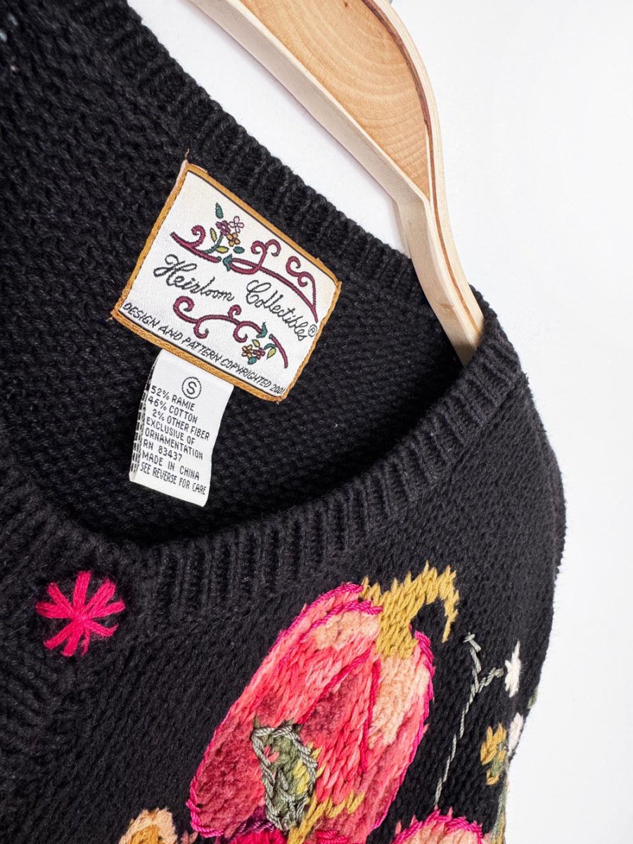 vintage 00s heirloom collectibles pumpkin patch knit cardigan - good market thrift store