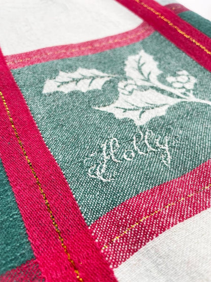 vintage 00s holly gold detail check woven table cloth | made in India - good market thrift store