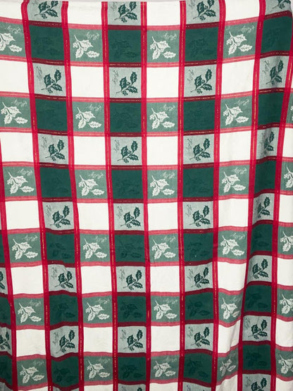 vintage 00s holly gold detail check woven table cloth | made in India - good market thrift store