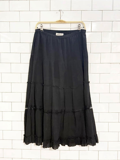 vintage 00s indulgence tiered ruffle maxi skirt - good market thrift store
