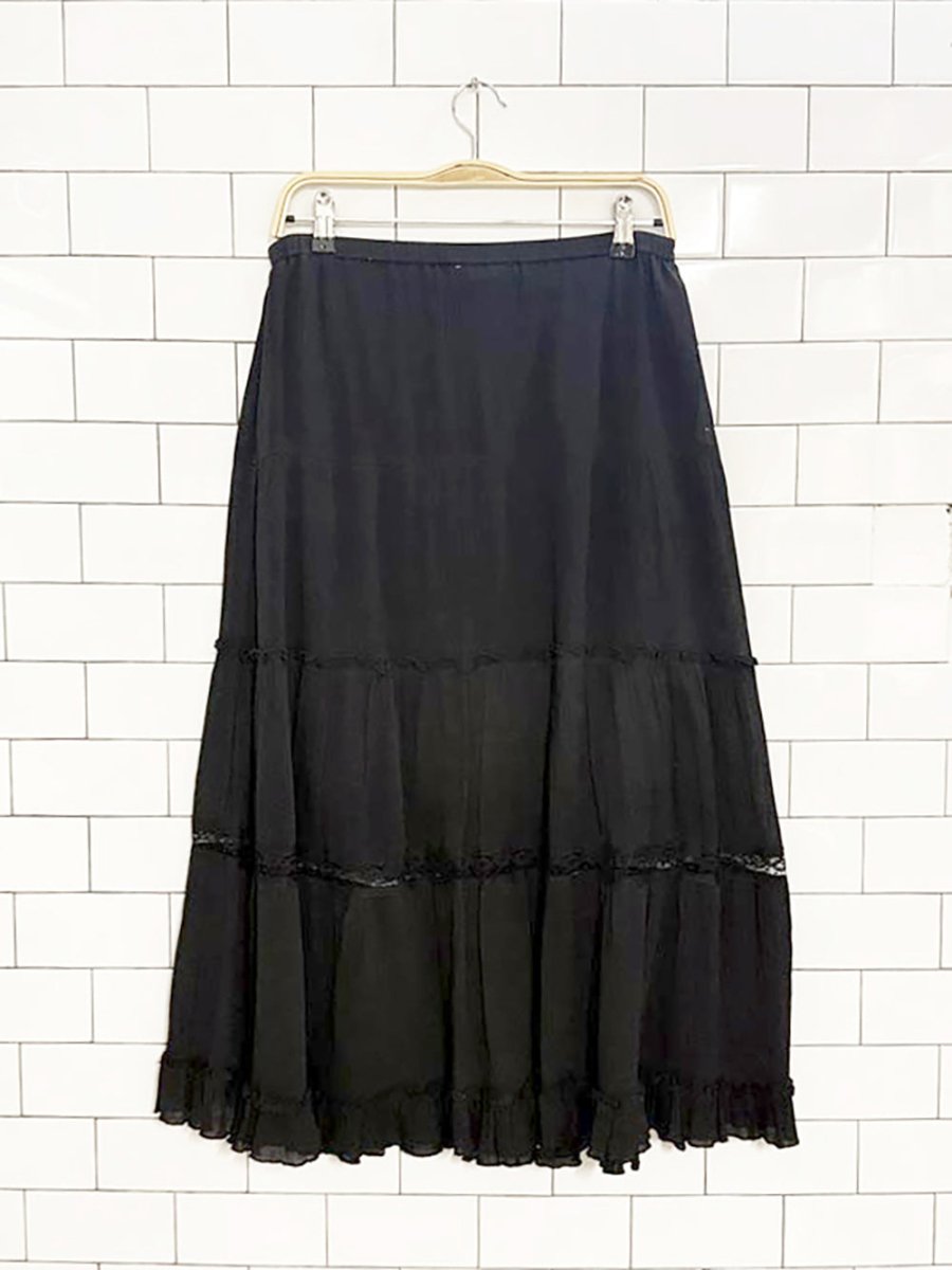 vintage 00s indulgence tiered ruffle maxi skirt - good market thrift store