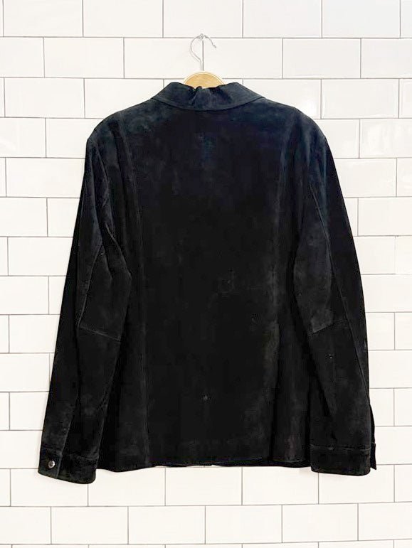 vintage 00s investments suede snap button shirt jacket - good market thrift store