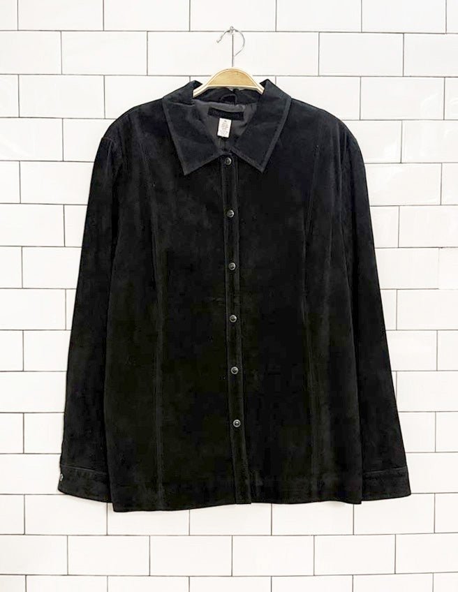 vintage 00s investments suede snap button shirt jacket - good market thrift store