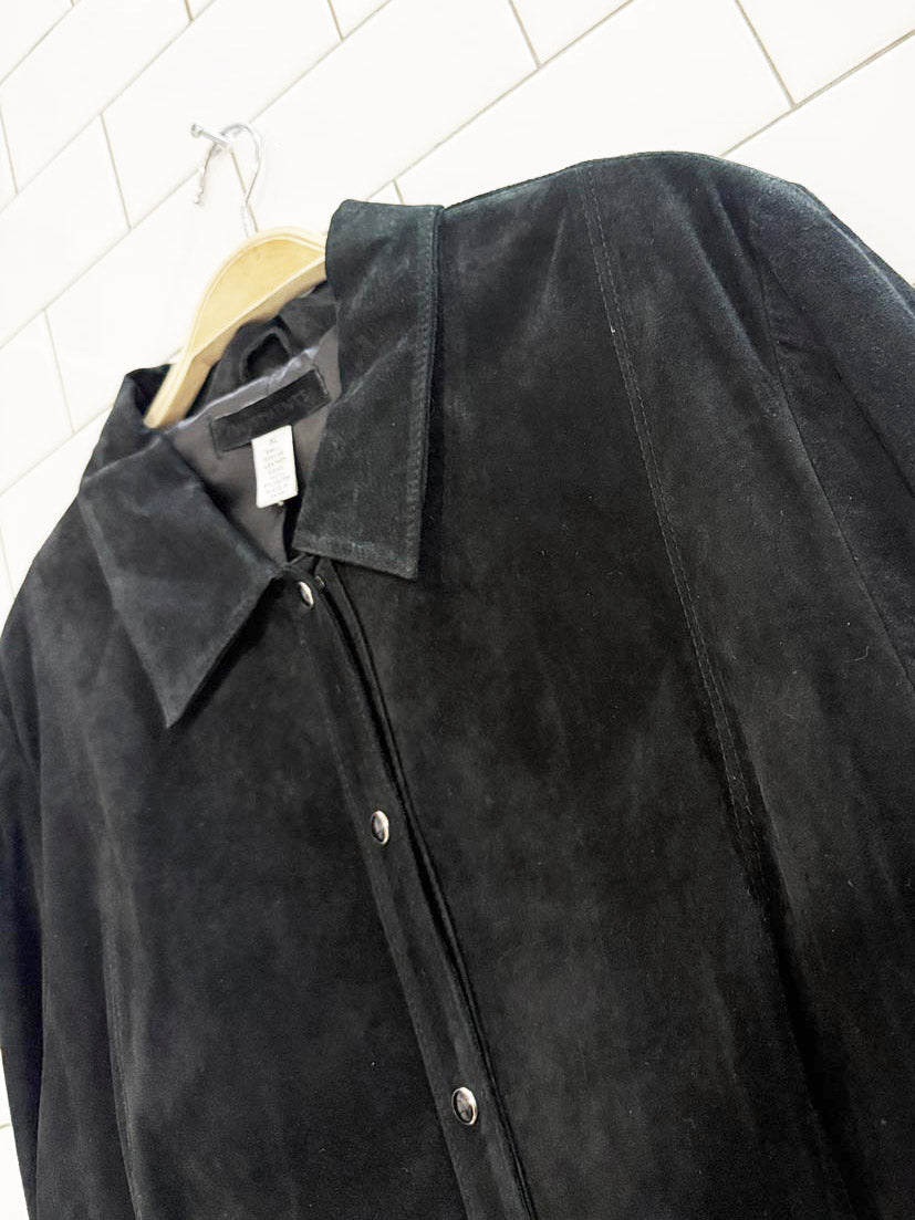 vintage 00s investments suede snap button shirt jacket - good market thrift store