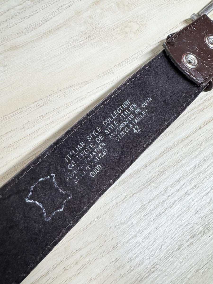 vintage 00s italian style animal stamped leather belt - good market thrift store