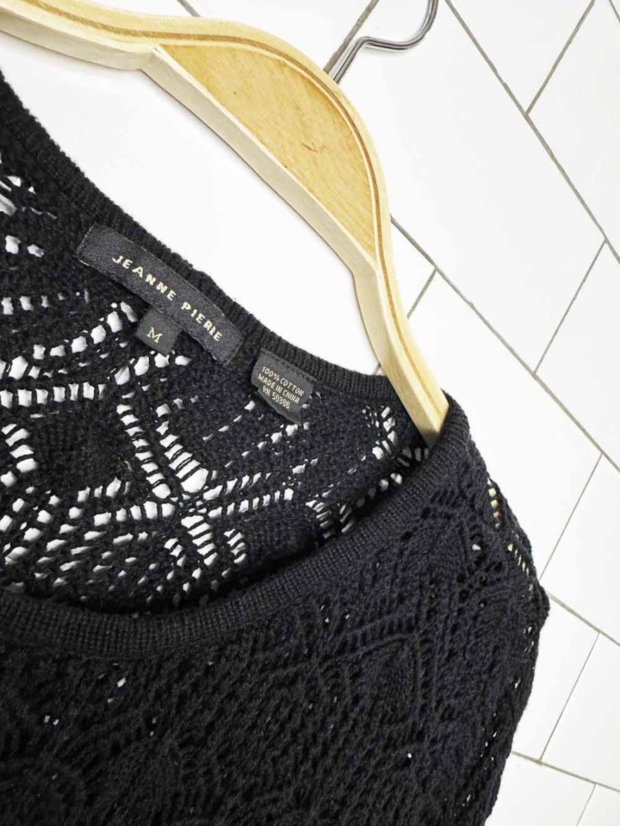 vintage 00s jeanne pierre crochet loose knit long sleeve top - good market thrift store