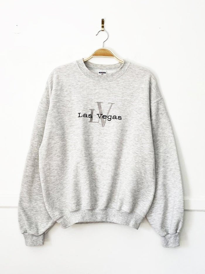 vintage 00s jerzees las vegas spell out fleece sweatshirt - good market thrift store
