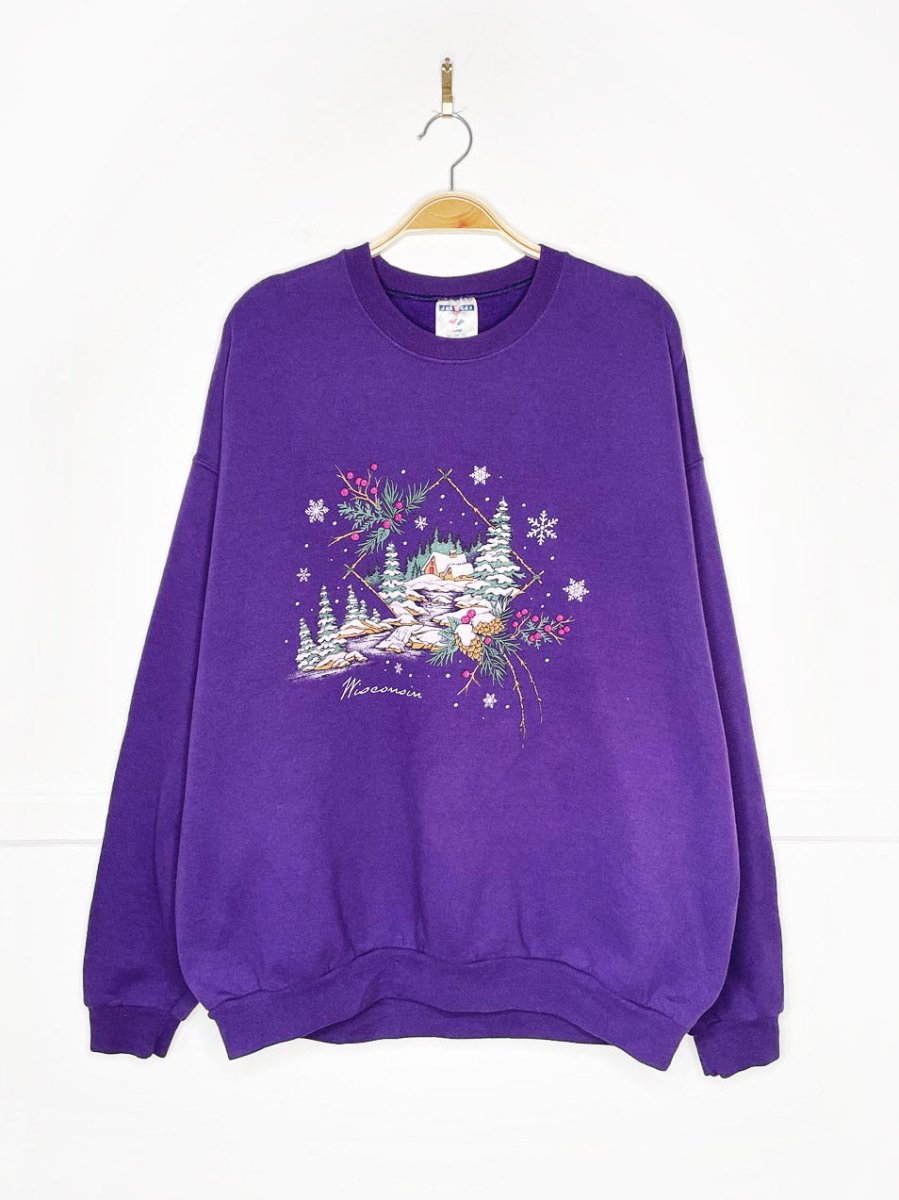 vintage 00s jerzees wisconsin winter cottage sweatshirt - good market thrift store