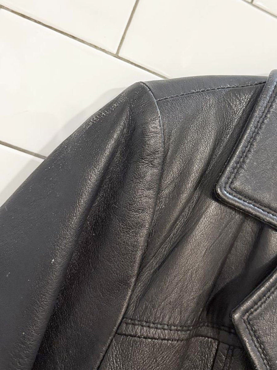 vintage 00s jessica full button soft leather jacket - good market thrift store