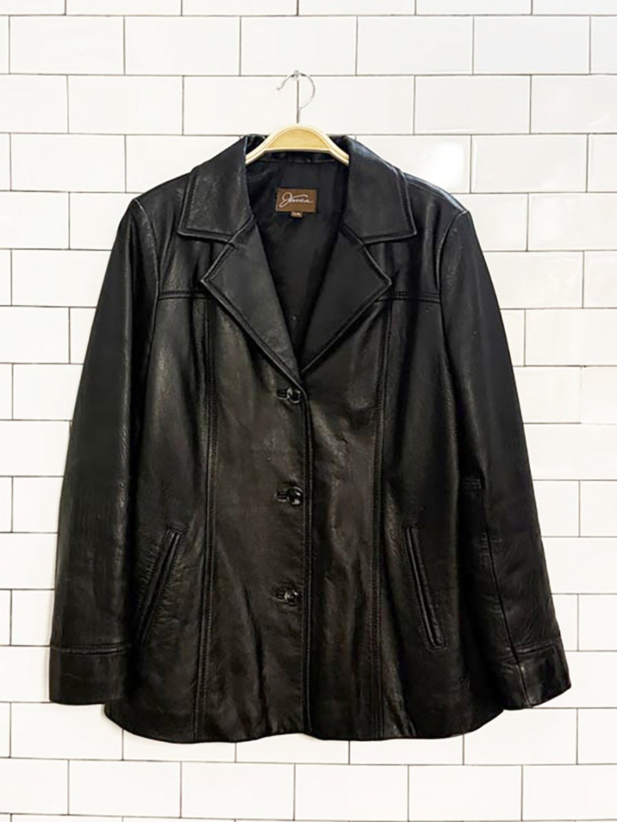 vintage 00s jessica full button soft leather jacket - good market thrift store