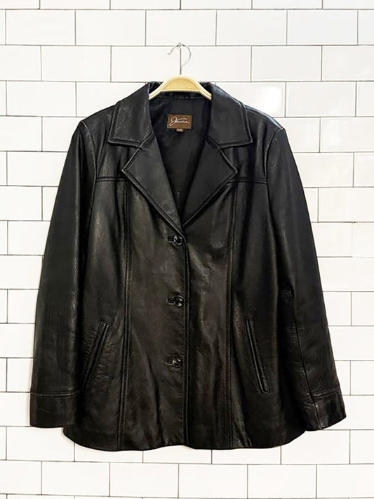 vintage 00s jessica full button soft leather jacket - good market thrift store