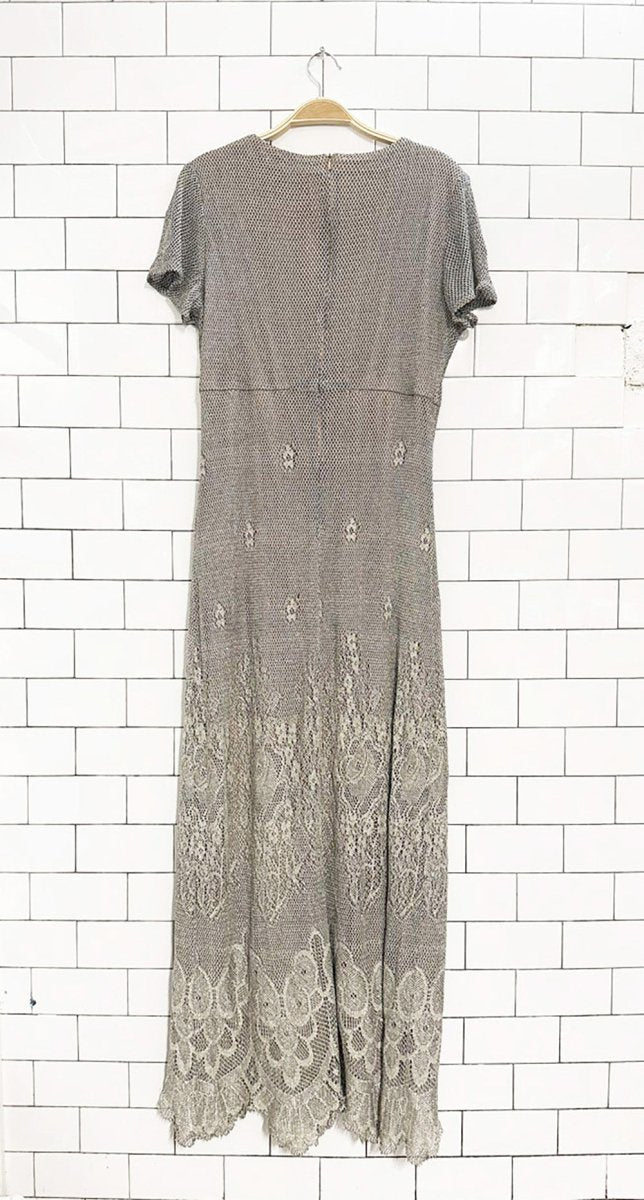 vintage 00s jessica howard metallic crochet knit maxi dress | made in USA - good market thrift store