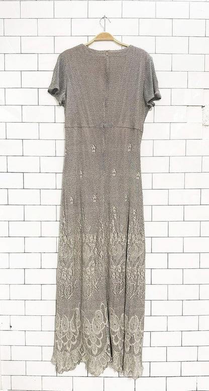 vintage 00s jessica howard metallic crochet knit maxi dress | made in USA - good market thrift store