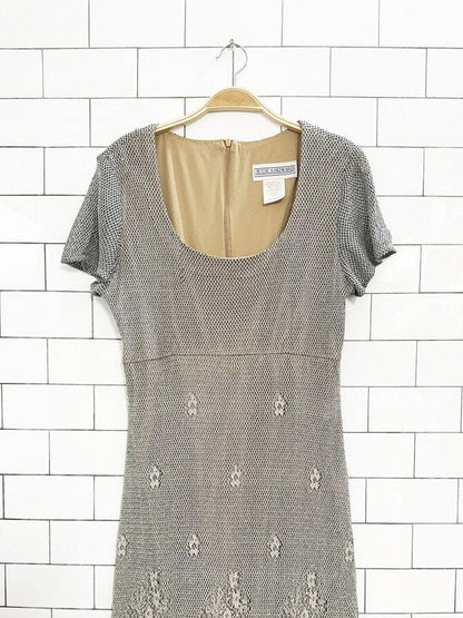 vintage 00s jessica howard metallic crochet knit maxi dress | made in USA - good market thrift store