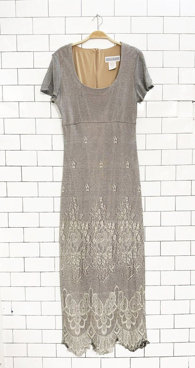vintage 00s jessica howard metallic crochet knit maxi dress | made in USA - good market thrift store