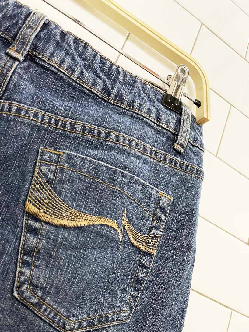 vintage 00s jessica knee length stretchy denim skirt - good market thrift store