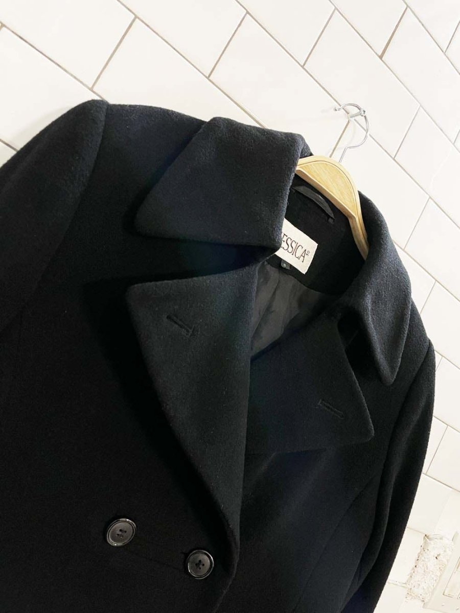 vintage 00s jessica wool - blend double breasted long coat - good market thrift store