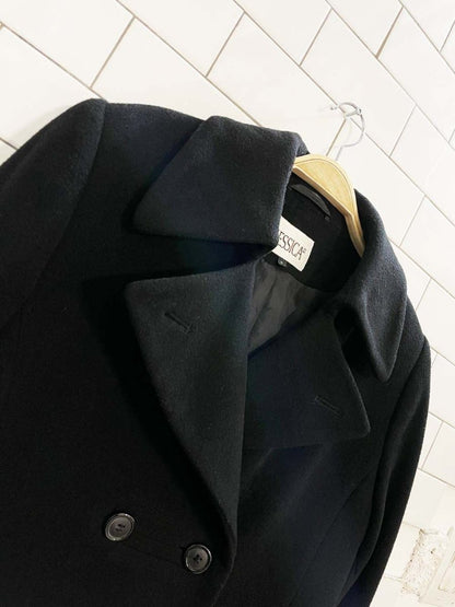 vintage 00s jessica wool - blend double breasted long coat - good market thrift store
