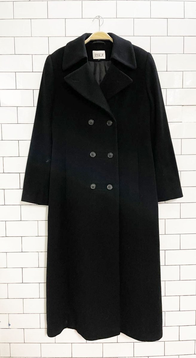 vintage 00s jessica wool - blend double breasted long coat - good market thrift store