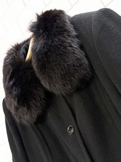 vintage 00s jibb international wool real fur collar long coat - good market thrift store