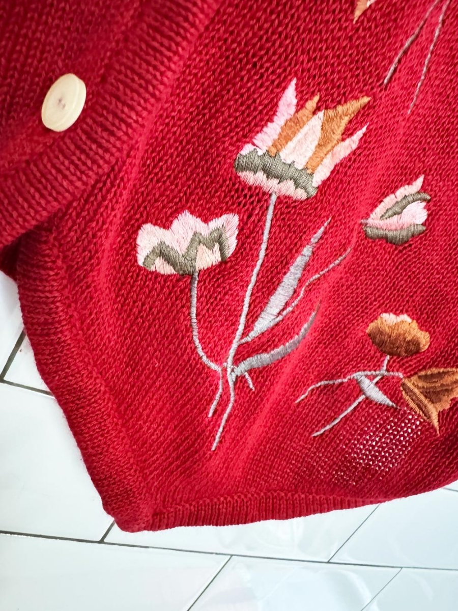 vintage 00s jonathan martin floral embroidered ramie-cotton knit vest | sophisticates - good market thrift store