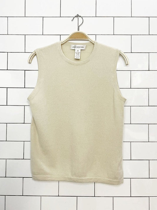 vintage 00s jones new york 100% cashmere sleeveless knit top - good market thrift store