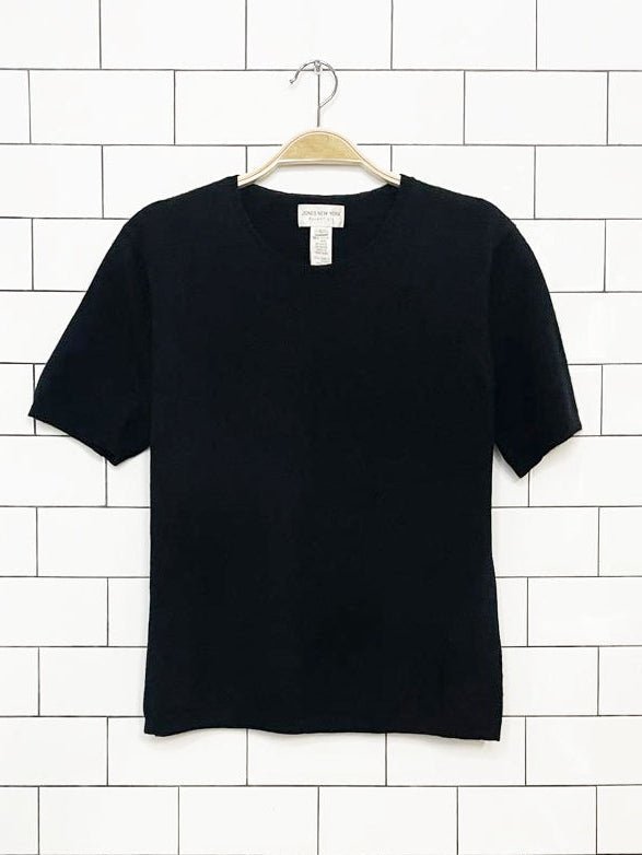 vintage 00s jones new york 100% merino wool ribbed cuff sweater top - good market thrift store