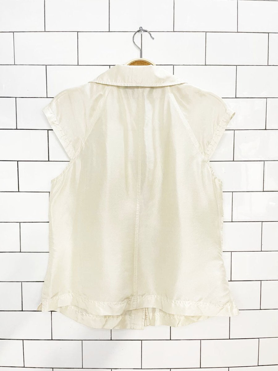 vintage 00s jones new york 100% silk cap shoulder blouse - good market thrift store