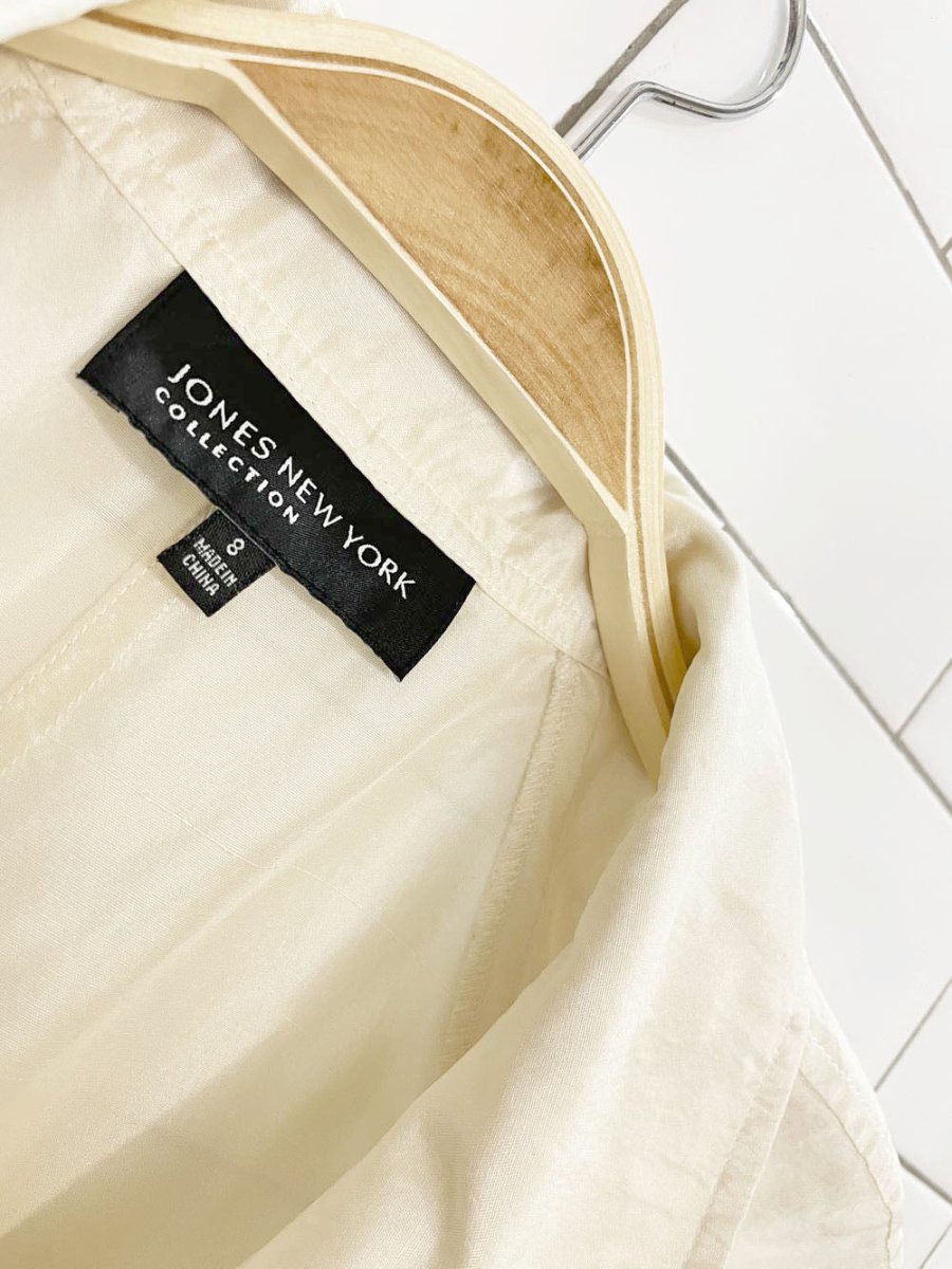 vintage 00s jones new york 100% silk cap shoulder blouse - good market thrift store