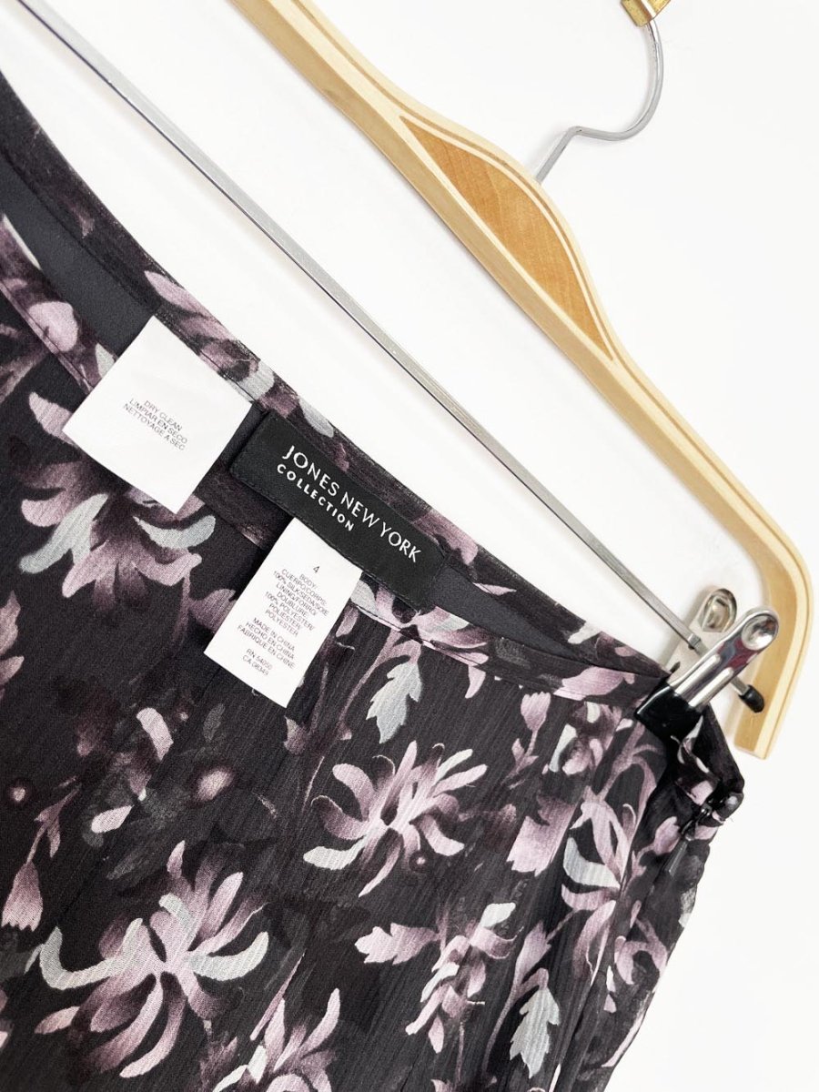 vintage 00s jones new york 100% silk chiffon floral midi skirt - good market thrift store