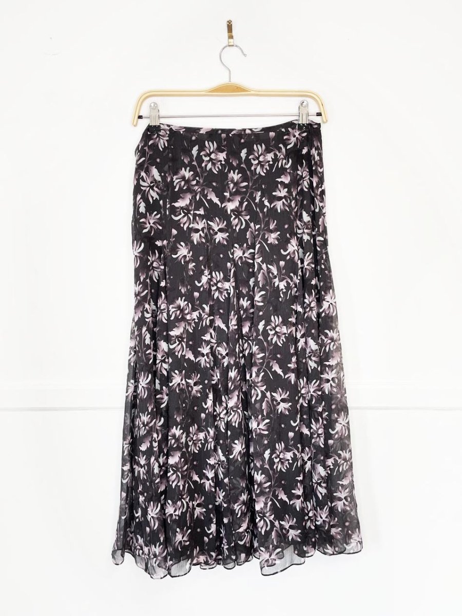 vintage 00s jones new york 100% silk chiffon floral midi skirt - good market thrift store