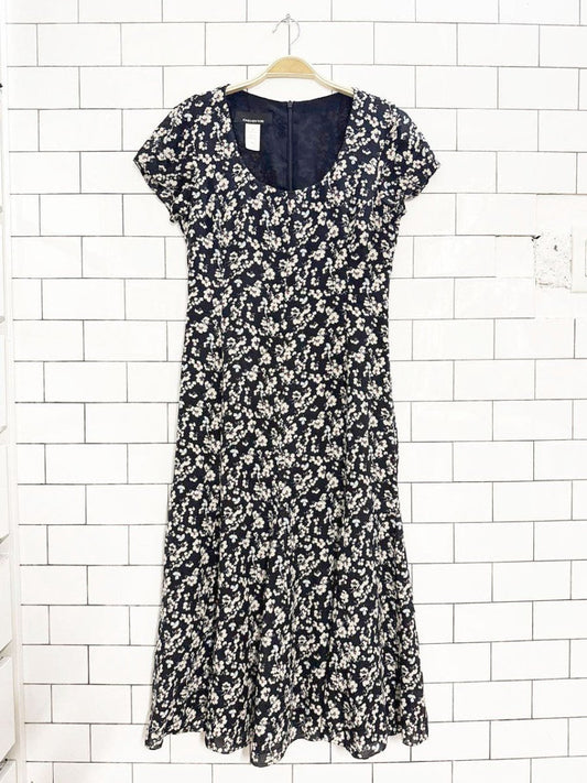 vintage 00s jones new york 100% silk floral minimal midi dress - good market thrift store