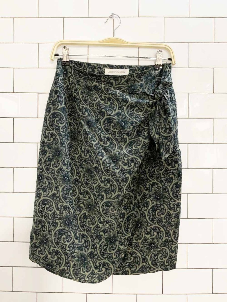 vintage 00s jones new york 100% silk wrap mini skirt - good market thrift store