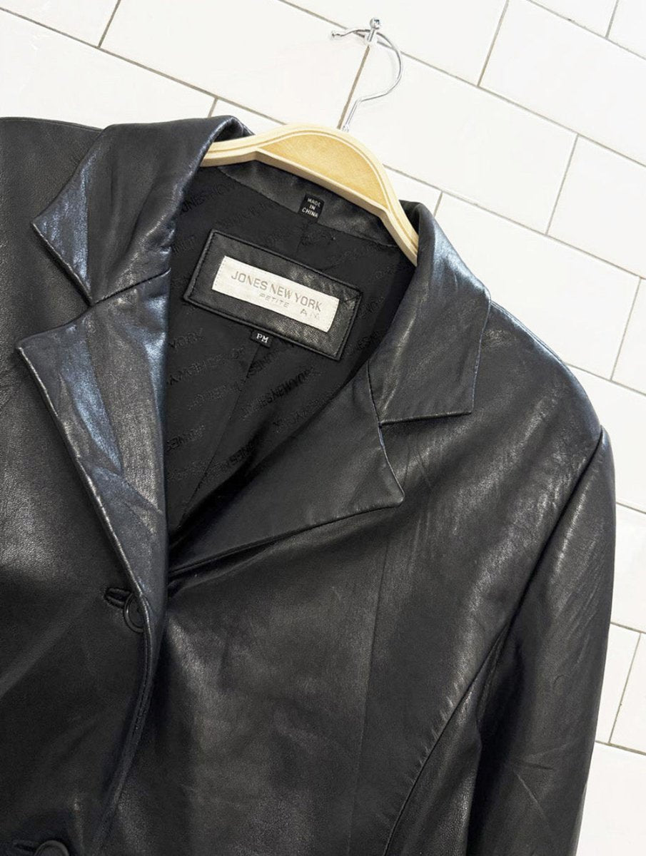 vintage 00s jones new york butter leather full button jacket | lambskin - good market thrift store